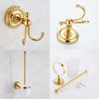 Luxury Gold Brass Bathroom Accessories Set,Robe hook,Paper Holder,Towel Bar,Towel Ring,bathroom sets, Gold Towel Rack,Soap Dish