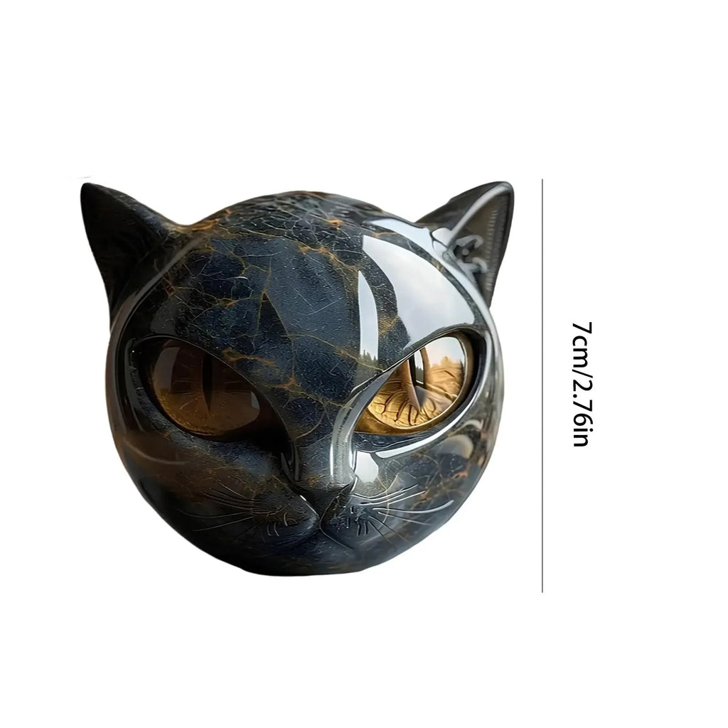 Estatueta decorativa de pedra de gato preto, resina, cabeça de gato, pedra de cura, textura de mármore, pedra de gato, presente, mesa de escritório, decoração de gatos