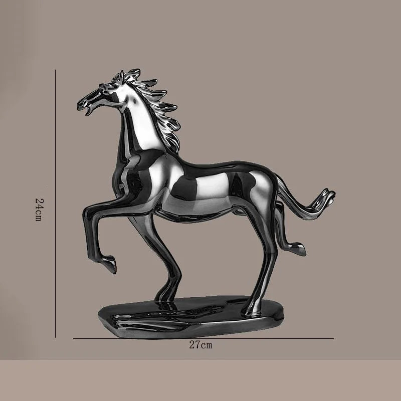 Escultura de Cavalo em Resina Eletrogalvanizada