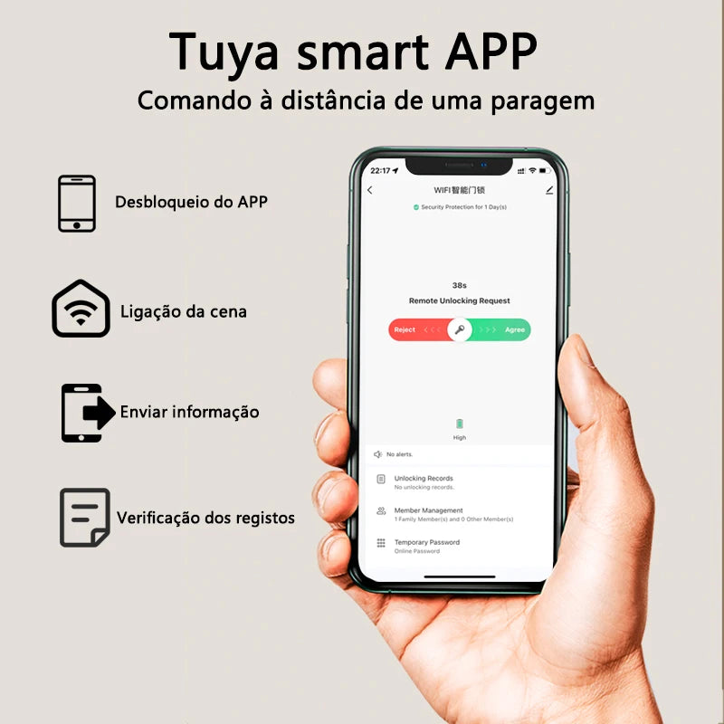 Nova fechadura inteligente eletrônica tuya wifi com impressão digital biométrica cartão inteligente senha chave desbloquear carga de emergência usb de br