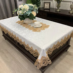 Toalha de Mesa Elegante com Renda Floral Bordada