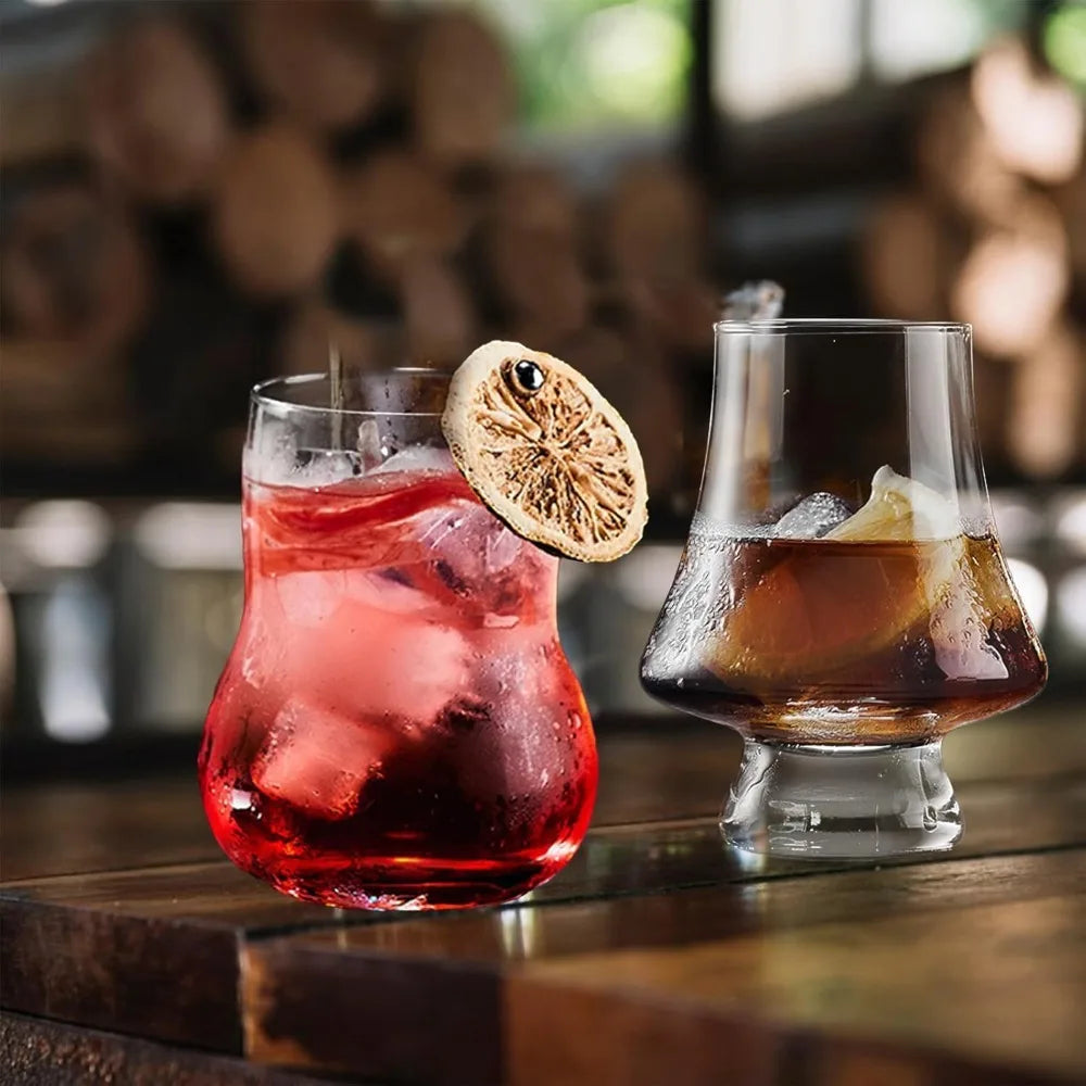 Whiskey Crystal Glass Set, 4 Pack Tasting Glass 9 Ounces Clear Lead Free Wine Glass Bar Party Wedding Drinking Glassware