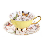 Conjunto de Xícara de Chá em Porcelana de Osso com Design de Borboleta