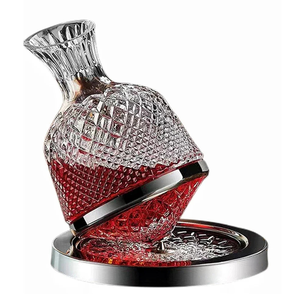 Spinning Crystal Red Wine Decanter, 360 ° Rotating Decanters, Lead-free Glass, Wine Accessories, 1500ml