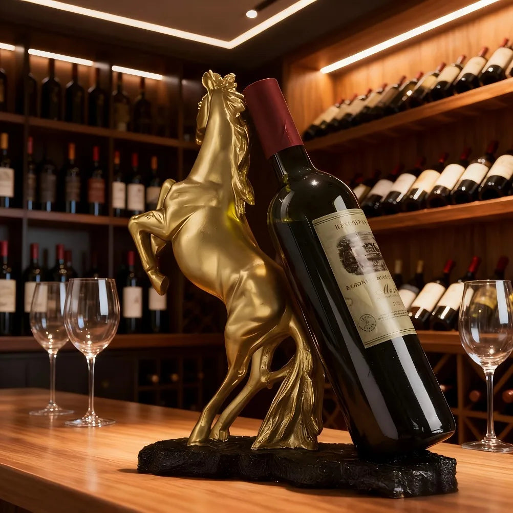 Porta-Vinho Cavalo Decorativo em Resina