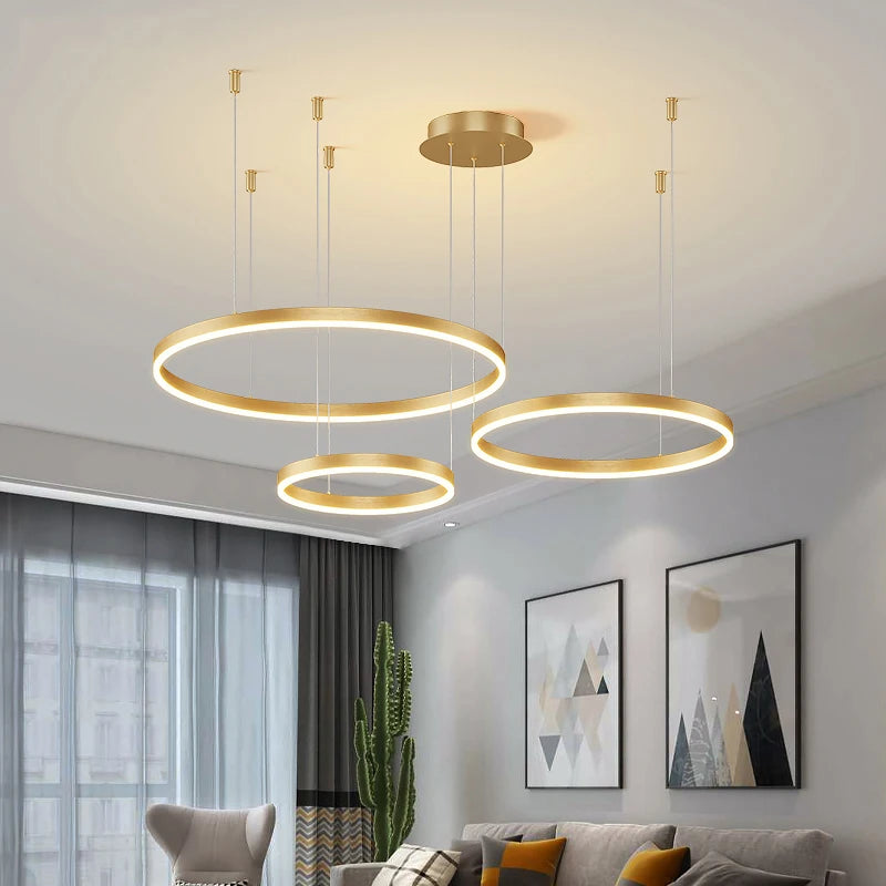 Lustre LED Anel Moderno para Sala e Jantar