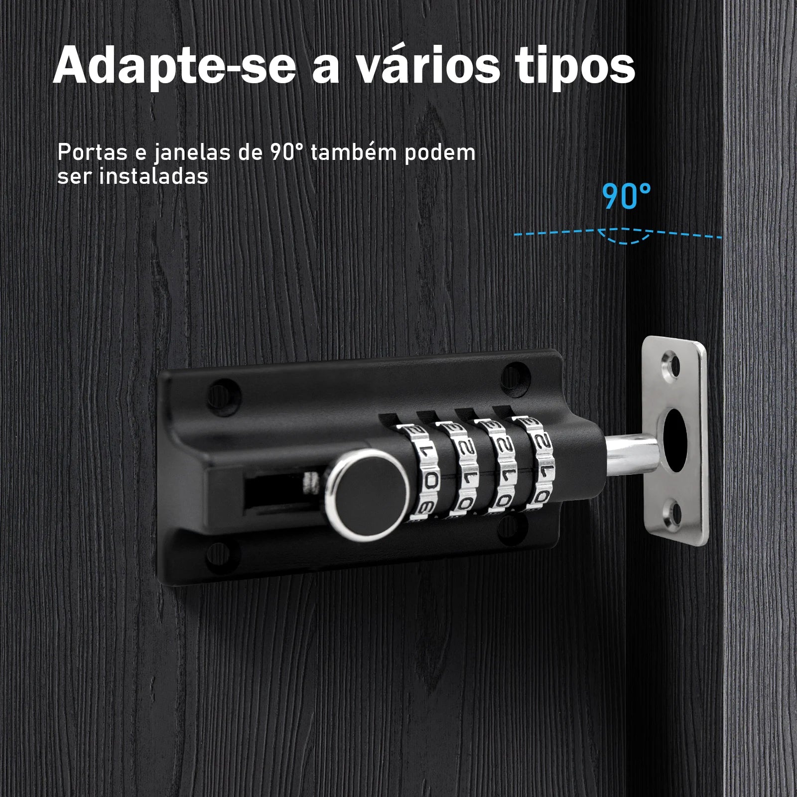 Fechadura Senha Portas Janelas Trava Lateral Para Porta，Anti-Roubo Metal Porta Trava，Cadeado Dígito，Combinação trava grande