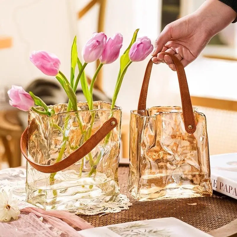 Vaso de Vidro Criativo de Luxo para Arranjos Florais na Sala de Estar - Decoração Elegante de Plantas Hidropônicas com Cultura Aquática