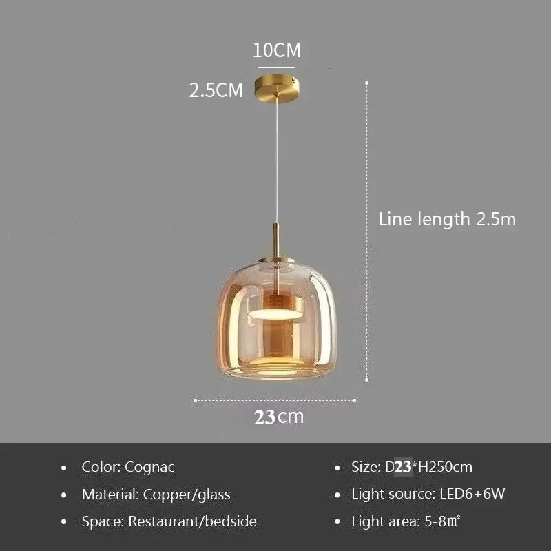 Luminária Pendente de Vidro LED Nórdica Moderna
