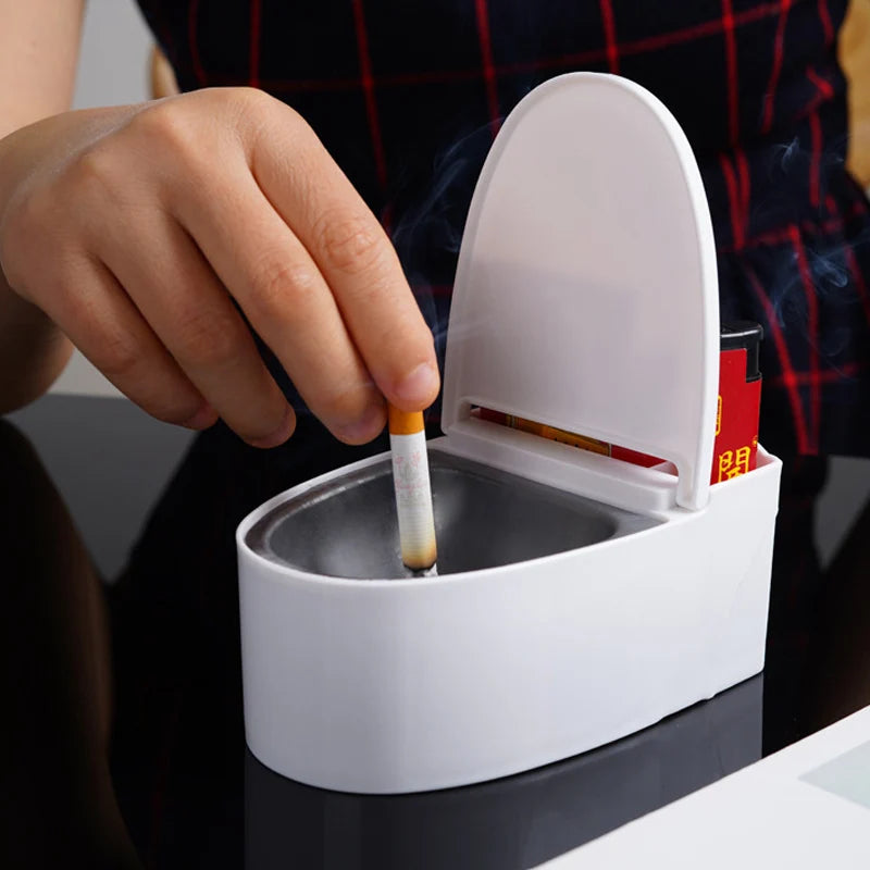 Cinzeiro de banheiro criativo, caixa de cigarro para armazenamento de banheiro doméstico com tampa, cinzeiro de plástico montado na parede, adequado para uso em escritório doméstico