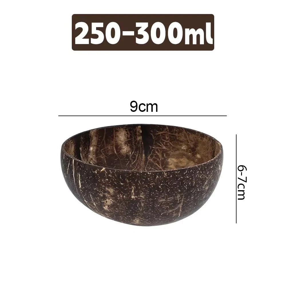 Tigelas de Coco Natural Reutilizáveis com Colher