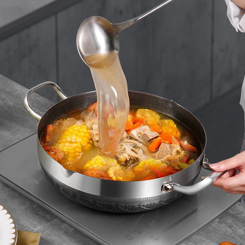 316 Stock Pot Pan Stainless Steel Frying Pan Food Grade Non Stick Pan Honeycomb Pot Bottom Induction Cooker Gas Stove General
