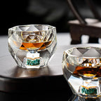 1PC 50ML Shot Glasses Diamond Faceted Double Bottom Crystal Glass Cup for Whiskey Espresso Tea Cup Bar Light Luxury Drinkware