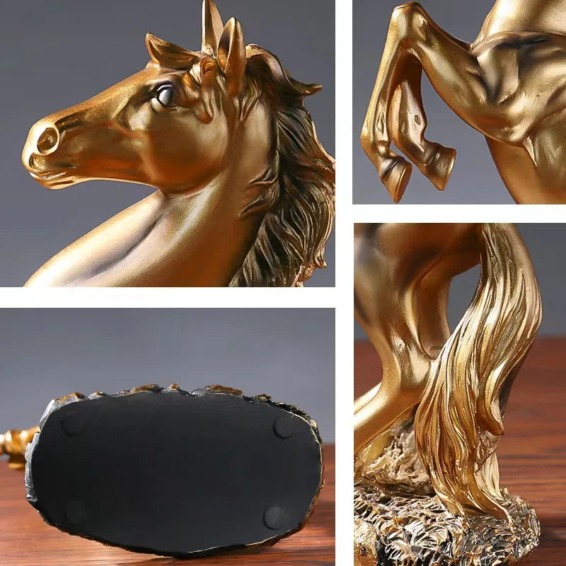 Resina Estátua do Cavalo Vitória, Estilo Europeu, Estatuetas de Animais, Sala De Estar, Gabinete, Escritório, Decoração Desktop