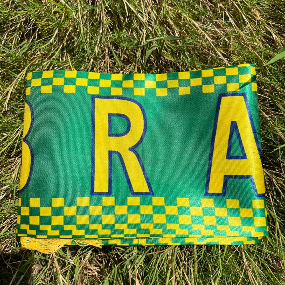 Lenços com bandeira do brasil, 14x130cm, cachecol com bandeira do brasil, cachecol para fãs, cachecol da copa do mundo, decoração de férias esportivas