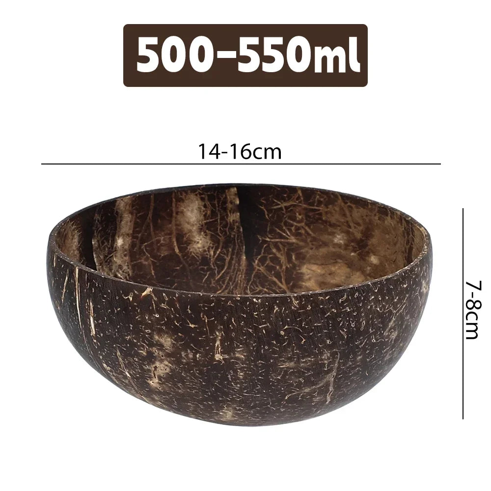 Tigelas de Coco Natural Reutilizáveis com Colher