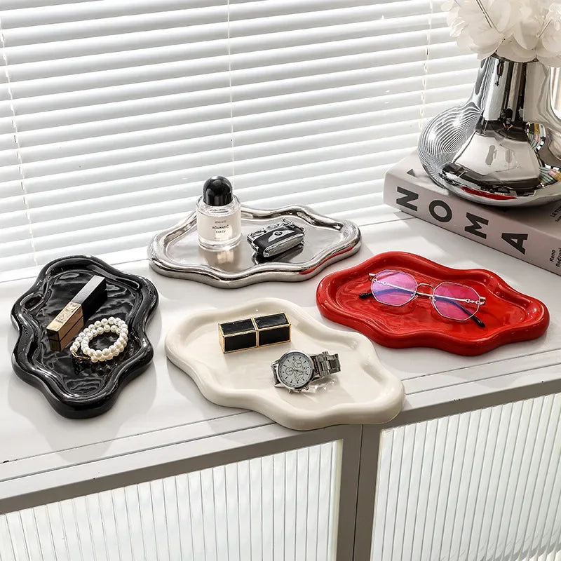 Instagram Influencer Photo Props Ceramic Jewelry Storage Tray Display Tray  Storage Tray Light Luxury Ceramic Jewelry Large Size