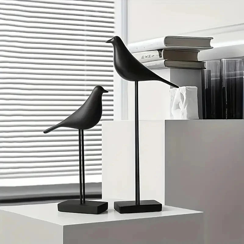 Pássaro Decorativo Nórdico em Resina