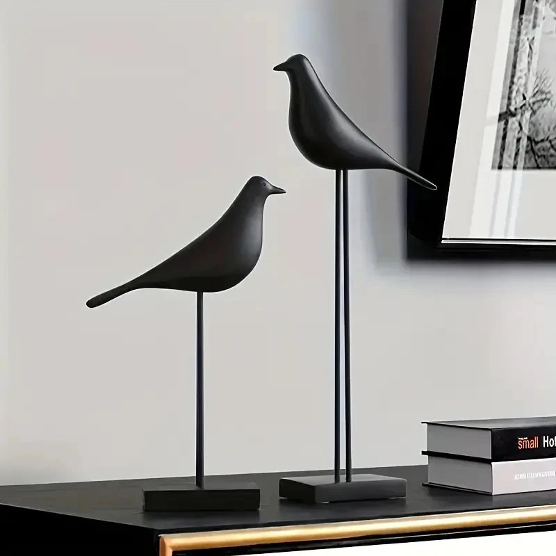 Pássaro Decorativo Nórdico em Resina