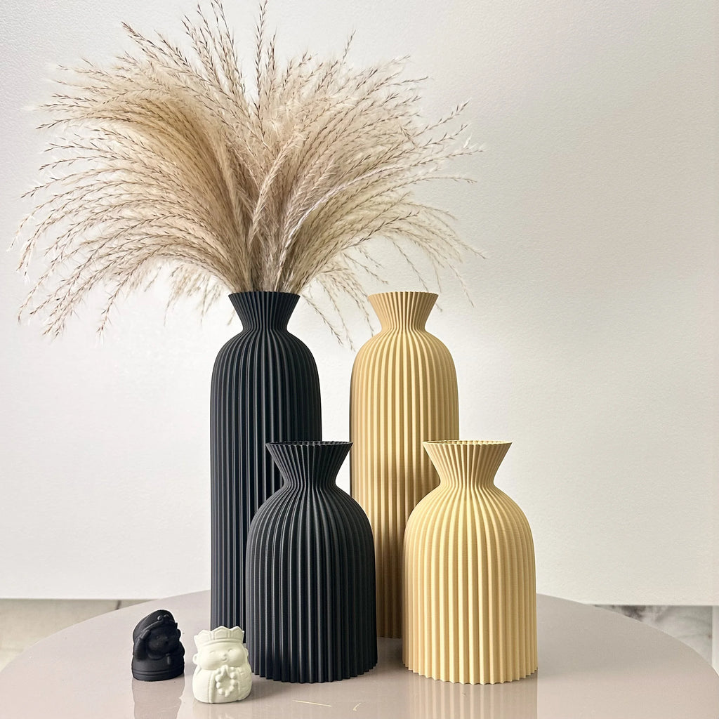 Conjunto de 2 peças de vaso seco de arte com padrão ondulado, vaso de flores secas, adequado para vaso de decoração de mesa de casa, vaso de decoração de foyer, vaso de flores secas, ornamento de vaso de decoração de escritório, melhor presente de feriado