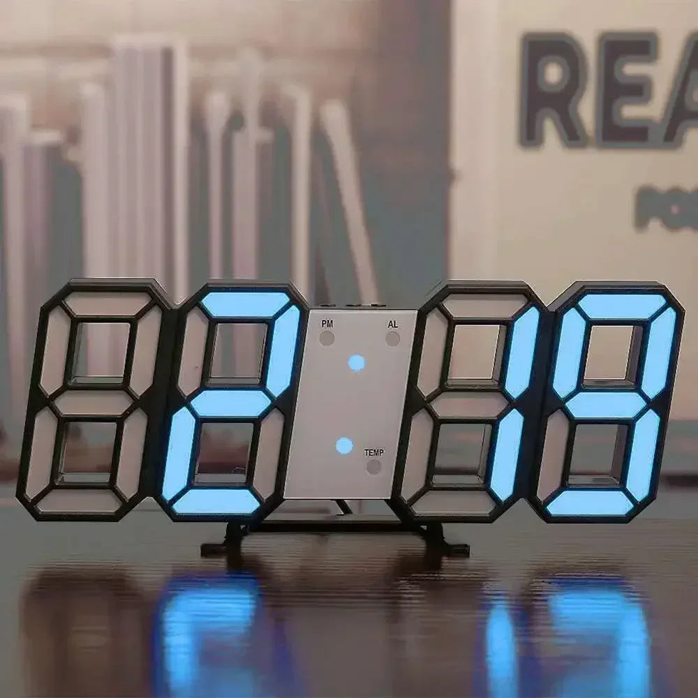 Relógio Digital 3D LED com Modo Noturno