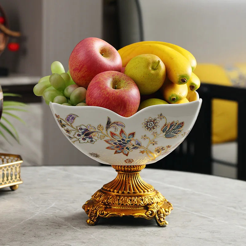 Novo estilo chinês criativo bandeja de frutas cerâmica com alta aparência e pé alto bandeja de armazenamento de lanche de frutas secas para uso doméstico