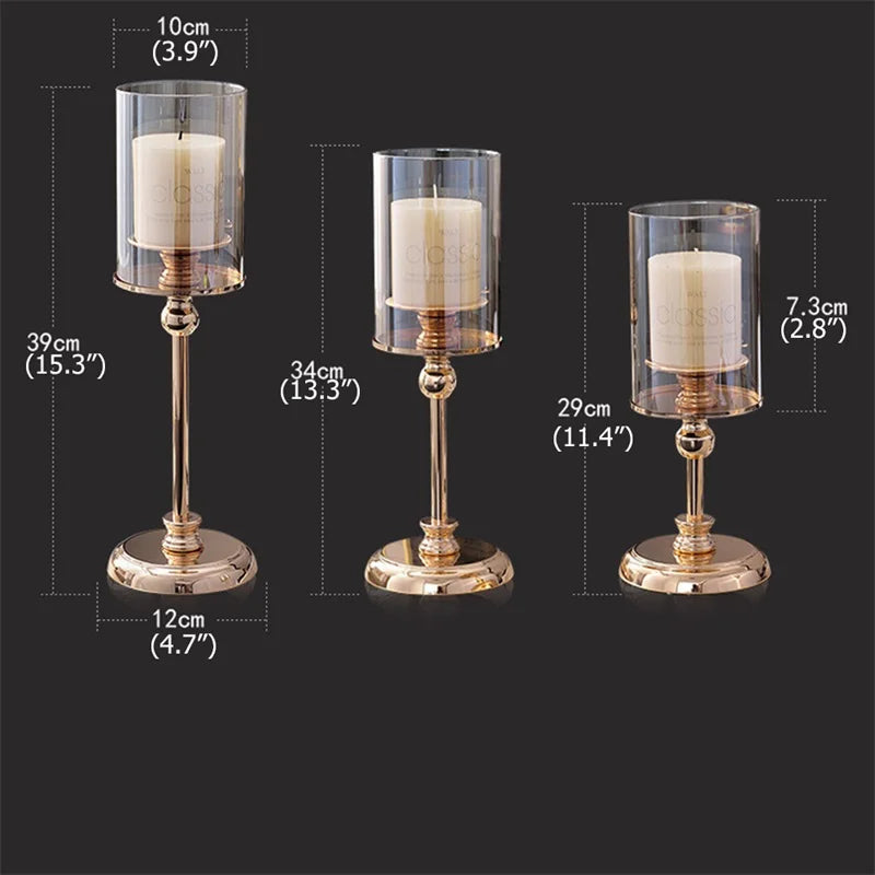 Castiçal de vidro estilo europeu, decoração de luz de luxo para casa, decoração romântica de jantar à luz de velas