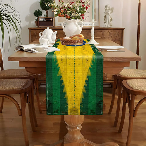 1 pedaço de bandeira de mesa temática de estilo brasileiro, elementos de bandeira brasileira e padrões característicos, adequado para festas temáticas culturais brasileiras, decorações de eventos de férias, decorações de restaurante de estilo sul-americano, atividades de troca cultural, barracas especiais de mercado criativas