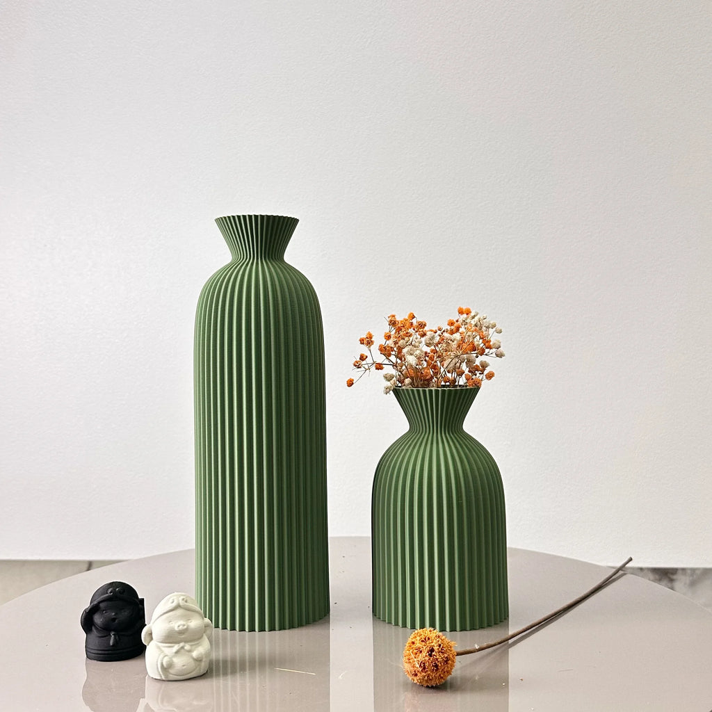 Conjunto de Vasos Decorativos com Padrão Ondulado