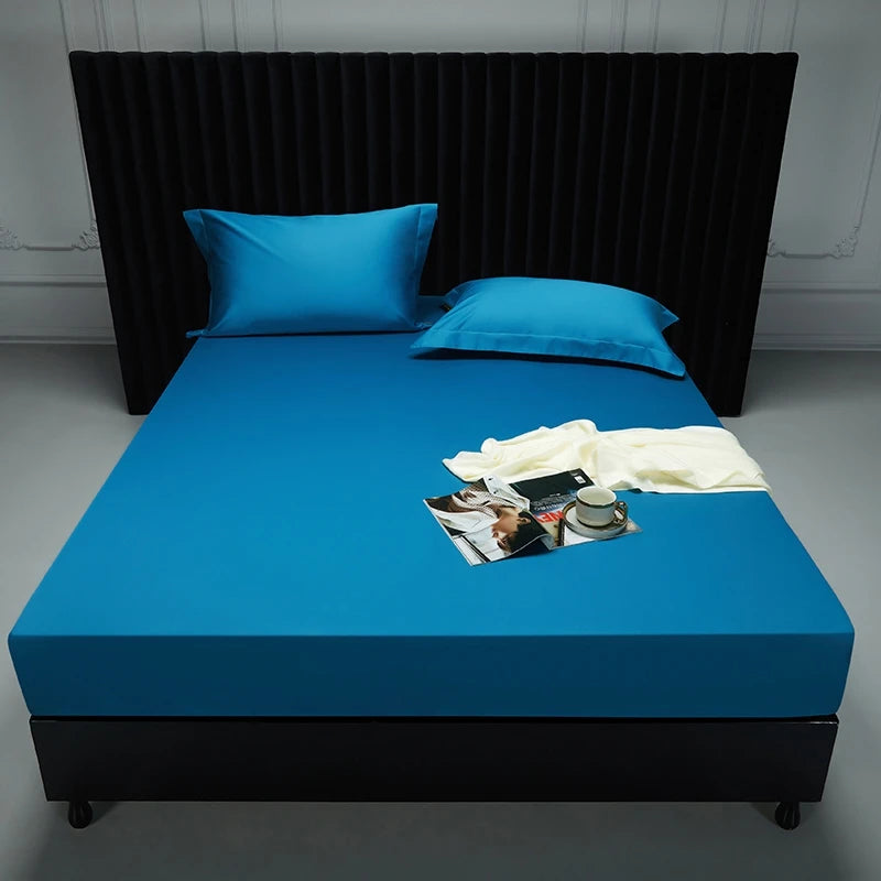 1000TC Egyptian Cotton Fitted Sheet Solid Color Bed Sheet Mattress Cover Elastic Band Fitted Sheet 160x200 180X200 Fit Sheet 1Pc