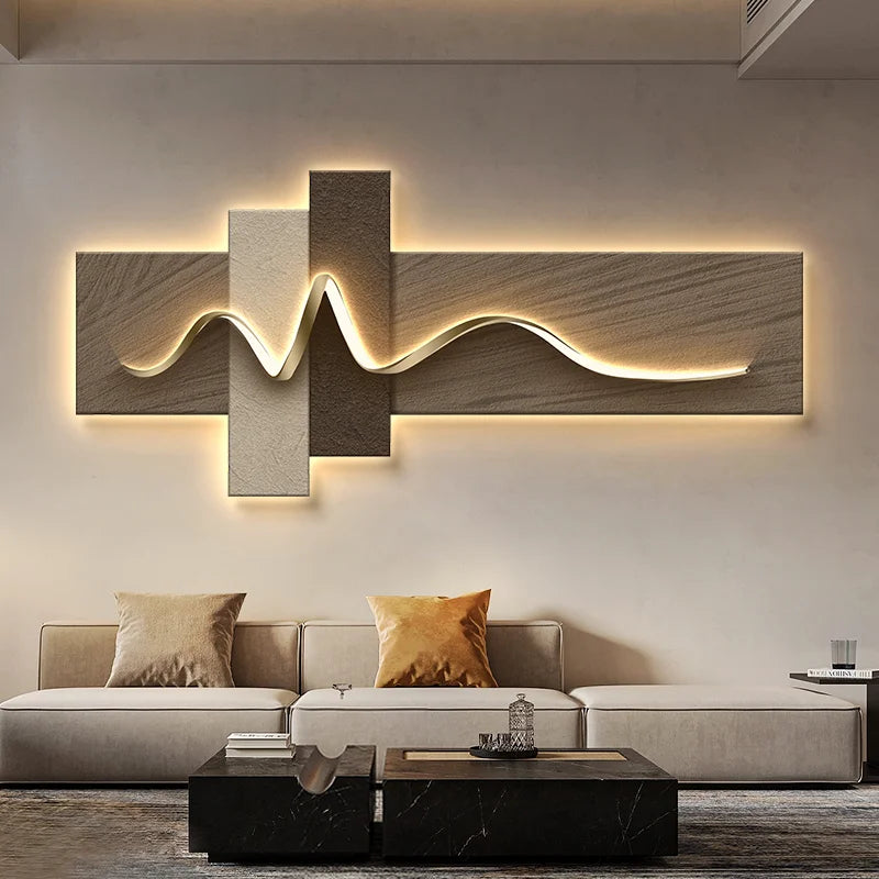 Luz moderna de luxo estilo wabi sabi led pintura decorativa decoração para casa sala estar quarto sofá tv fundo mural luz