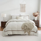 3PCS White And Khaki Duvet Cover Set Ball Comforter Cover Geometric Line Bed set soft lightweight Down Bedding Set All season
