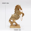 Estátua de cavalo de resina elegante – Majestic Golden, perfeita para decoração de casa e escritório, ideal para sala de estar, entrada e gabinete Disp