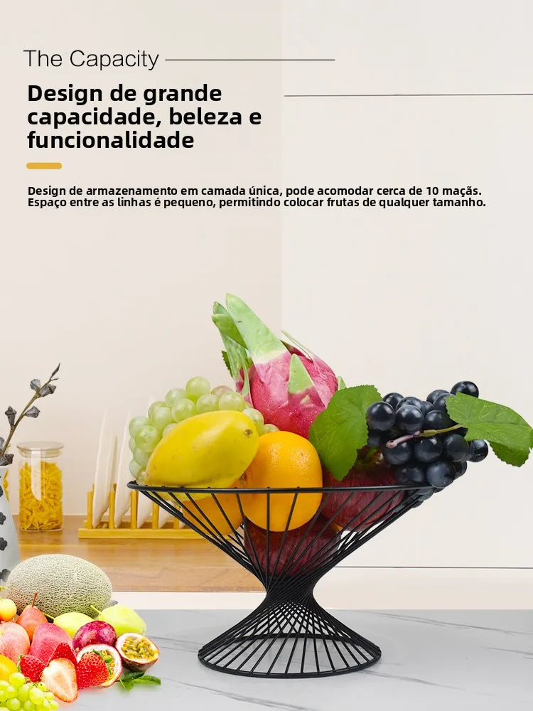 Cesta de Frutas Luxuosa Criativa para Sala de Estar, Cesta de Armazenamento de Lanches para Mesa de Chá, Bandeja de Frutas Le...