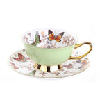 Conjunto de Xícara de Chá em Porcelana de Osso com Design de Borboleta