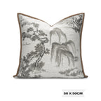 Almofada Elegante com Estampa Paisagem Chinesa