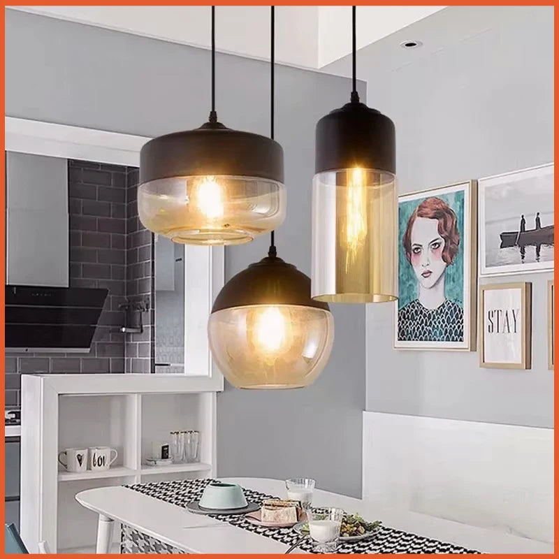 DINDALLED Nordic Modern Glass Pendant Light for Living Dining Room Bedroom Bedside Chandelier Lighting Fixture