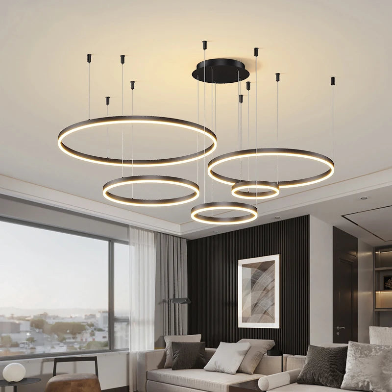 Lustre LED Anel Moderno para Sala e Jantar