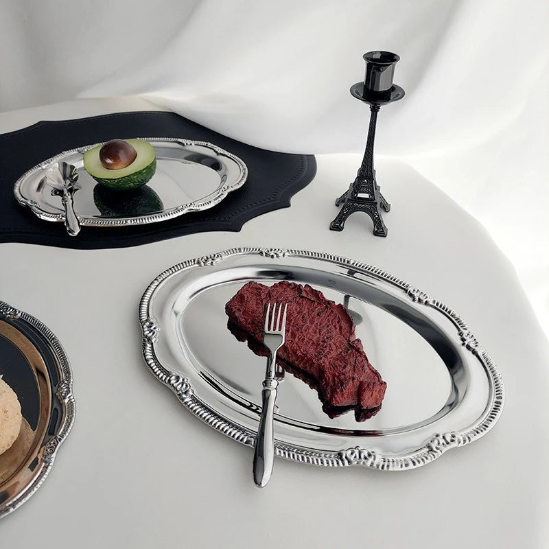 Bandeja Vintage Prateada em Metal