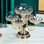 Tigela de frutas para animais de estimação, luz rotativa, suporte de prato de frutas de luxo com 5 tigelas, lanche, sobremesa, sala de estar