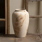 Vaso de Cerâmica Moteado Branco Retrô Elegante