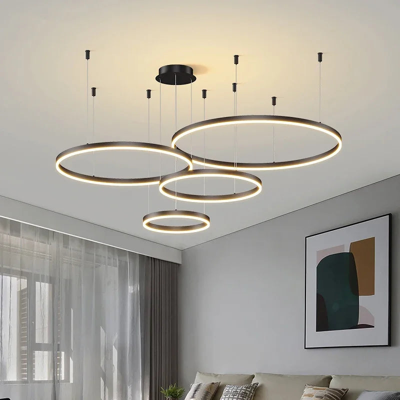 Lustre LED Anel Moderno para Sala e Jantar