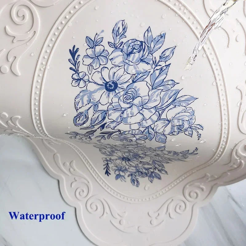 Tapete de jantar esculpido em silicone, padrão retrô, tapete de mesa floral para mesa de jantar, cozinha, café, utensílios de mesa, à prova d'água