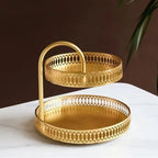 Bandeja Nórdica para Doces, Suporte de Armazenamento de Camada Dupla, Bandeja de Metal para Frutas e Doces, Decoração para Sala de Estar e Mesa de Recepção, Bandeja para Joias