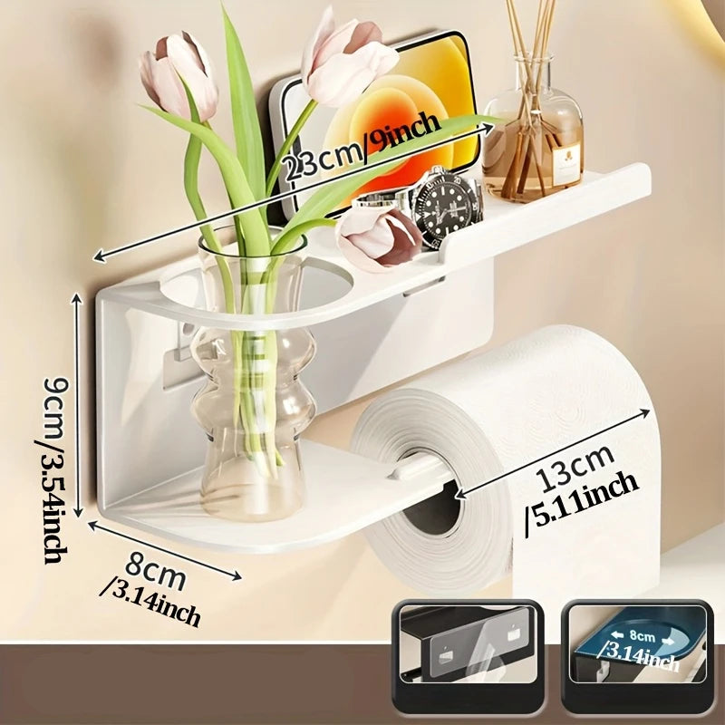 Suporte Autoadesivo de Papel Higiênico com Prateleira