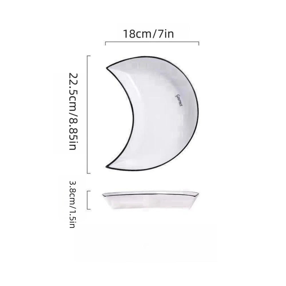 Conjunto de louça de cerâmica para reunião, 5 peças, formato de lua, prato quente, combinação flexível de pratos de acordo com o consumo de alimentos