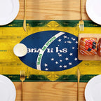 1 pedaço de bandeira de mesa temática de estilo brasileiro, elementos de bandeira brasileira e padrões característicos, adequado para festas temáticas culturais brasileiras, decorações de eventos de férias, decorações de restaurante de estilo sul-americano, atividades de troca cultural, barracas especiais de mercado criativas