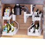 1Set Double Layer Storage Rack,Pull-out Storage Box, Cabinet Sink for Organizing and Organizing Storage Racks  Kitchen Organizer