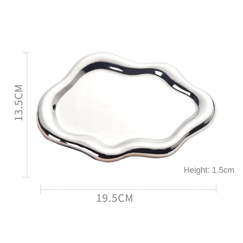 Bandeja de Cerâmica Luxo para Joias e Decoração