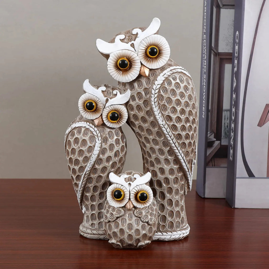 Trio de Corujas Decorativas
